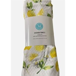 Martha Stewart Lemon Flowers Yellow Cotton Kitchen Towel 8  Pack Textured Design